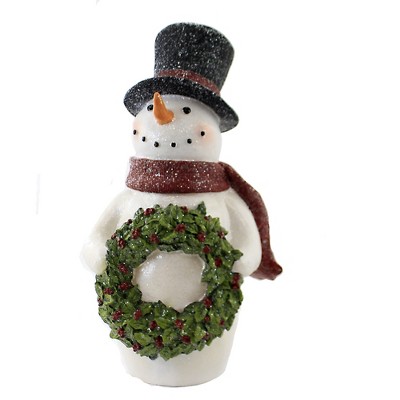 Christmas 14.75" Led Snowman With Wreath Holiday Lighted Decor Holly  -  Decorative Figurines