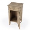 HomeRoots 24" Natural Brown Solid Wood End Table With Cabinet and Drawer - 4 of 4