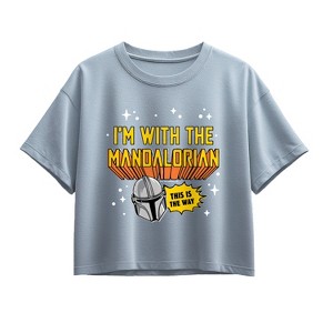 Girls' - The Mandalorian - Im With Mando Short Sleeve Boxy Graphic T-Shirt - 1 of 1
