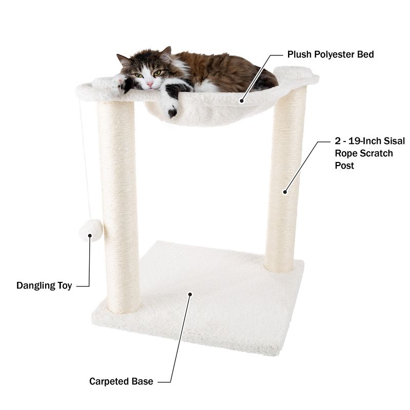 PETMAKER Cat Hammock with Scratching Posts, White, 3 of 10