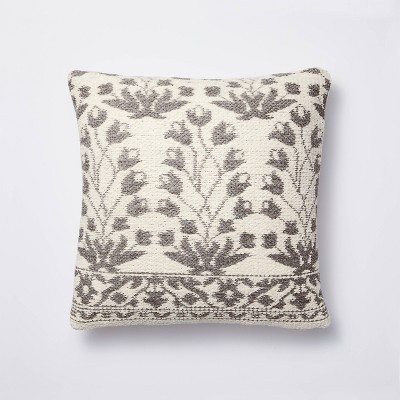 Woven Jacquard Floral Square Pillow Blue/Cream - Threshold™ designed with Studio McGee