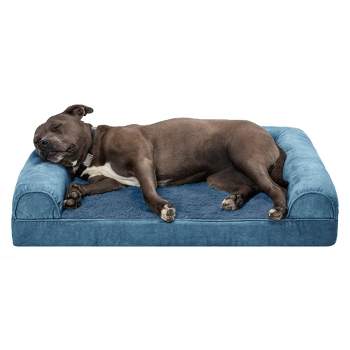 FurHaven Faux Fur & Velvet Orthopedic Sofa Dog Bed