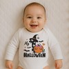 Everyday Kids “My 1st Halloween” Long Sleeve Baby Onesie – Soft Cotton Bodysuit with Cute Pumpkin and Witch Hat Design for Infants - 2 of 3