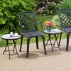 Tangkula Round Folding Side Table 18 Inch Patio Coffee Table w/ Tempered Glass Tabletop - 3 of 4