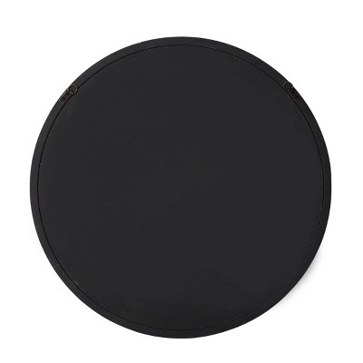 Elegant 32" Round Black Wood Framed Wall Mirror