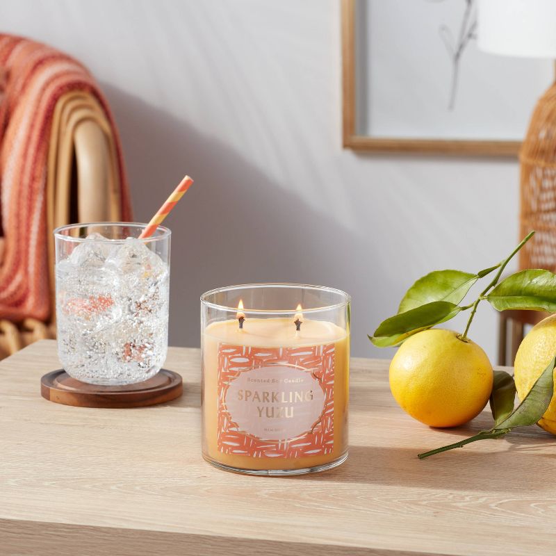 Clear Glass Sparkling Yuzu Lidded Jar Candle Pale Orange - Opalhouse™, 2 of 8