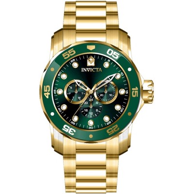 Invicta 45727 Men's Pro Diver Green Dial Yellow Gold Case Watch