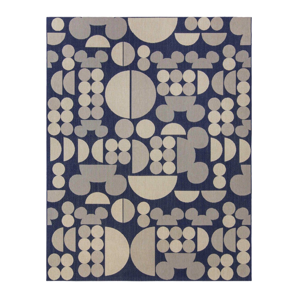 Mickey Mouse 6'6in x 9'6in Spheres Outdoor Rug Navy