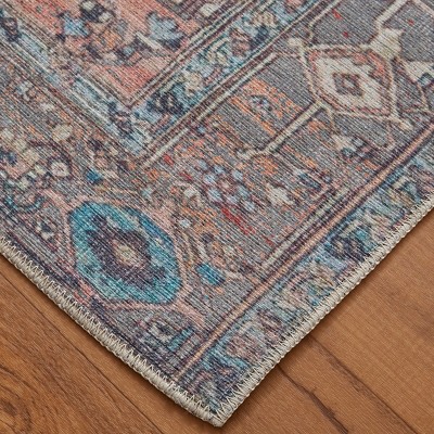 Percy Black Rectangular Washable Chenille Area Rug