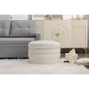 PAGED Round Ottoman With Storage, Boucle Fabric Foot Stool with Reversible Cover Plate for Family Room, Living Room - 3 of 4