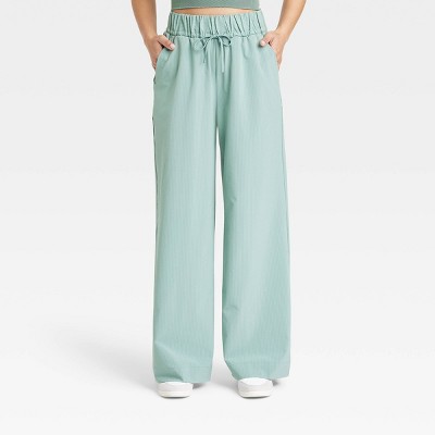 Women's Woven High-Rise Seersucker Wide Leg Pants - All In Motion™