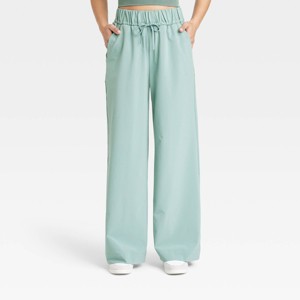 Women's Woven High-Rise Seersucker Wide Leg Pants - All In Motion™ - 1 of 3