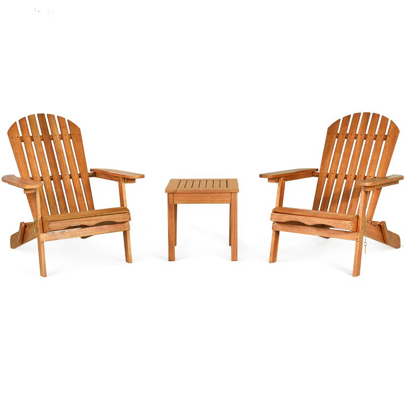 Tangkula Outdoor 3 Pieces Adirondack Chair Patio Furniture Set Eucalyptus Wood, 4 of 6