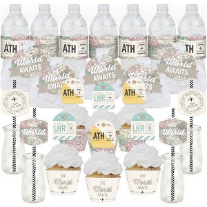 Big Dot of Happiness World Awaits - Travel Themed Party Favors and Cupcake Kit - Fabulous Favor Party Pack - 100 Pieces - 1 of 4