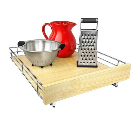 Lynk Professional 17"x21" Select Sliding Pull Out Cabinet Drawers Organizer Wood Chrome: Kitchen Storage, Ball Bearing Glides