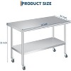 Stainless Steel Prep Table,Heavy Duty Commercial,with Rounded-Corner,Adjustable Undershelf and 4 Caster Wheels,Heavy Duty Work Table - 2 of 4