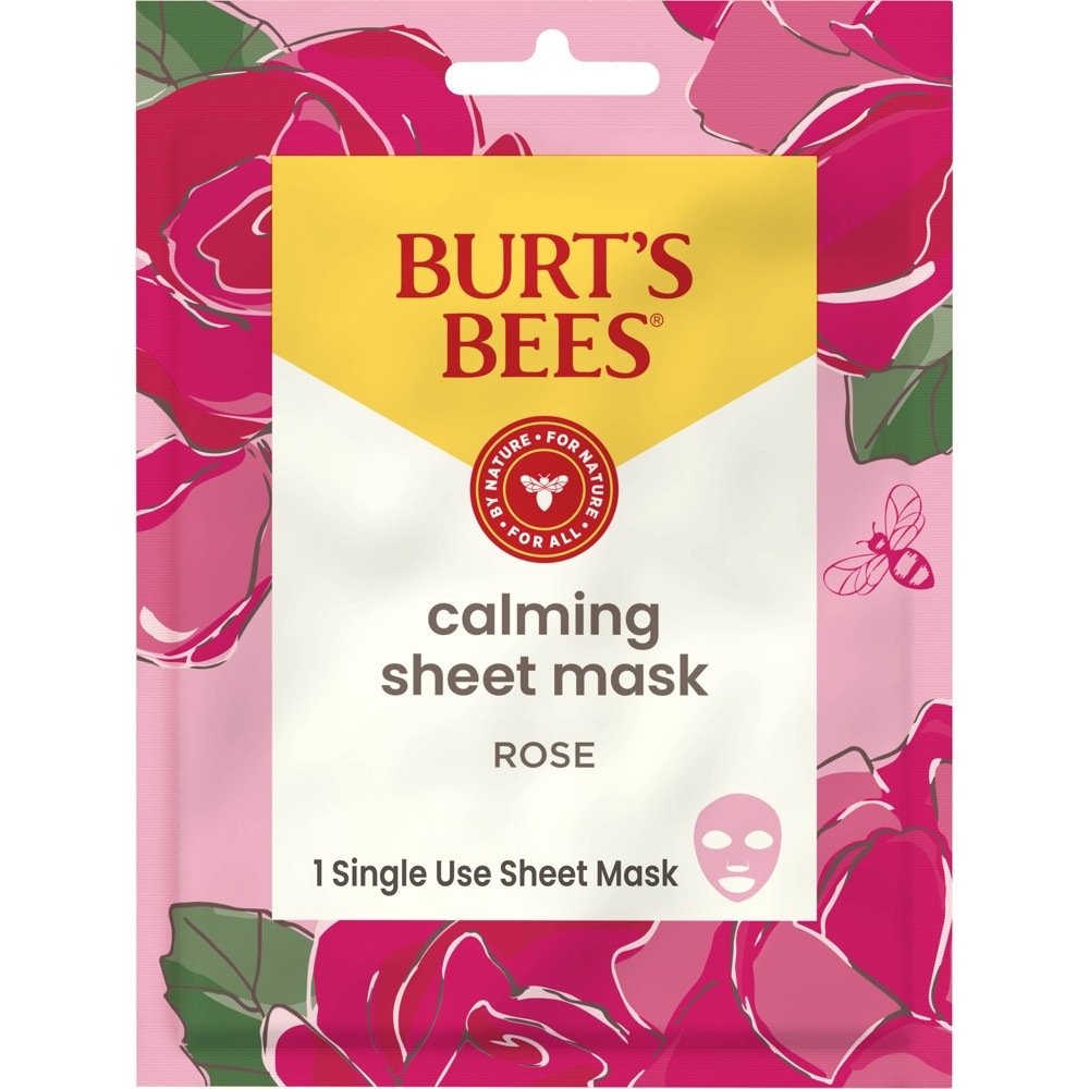 Photos - Cream / Lotion Burts Bees Burt's Bees Calming Face Sheet Mask - Rose 