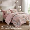 AENKYO 7-Piece King Comforter Set, Vintage-Inspired Floral Print Pink Bedding,Vintage Floral Comforter Set - 4 of 4