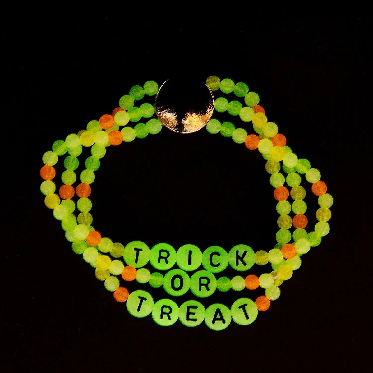 Glow-in-the-Dark Beaded Trick-or-Treat Halloween Bracelet Craft Kit - Makes 6