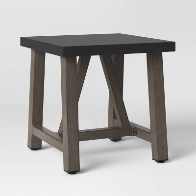 Faux Wood Patio Accent Table with Faux Concrete Tabletop - Smith & Hawken™