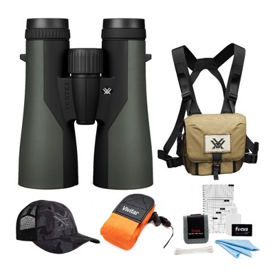 Vortex Crossfire 12x50 Binoculars with Glasspak Harness and Accessory Bundle