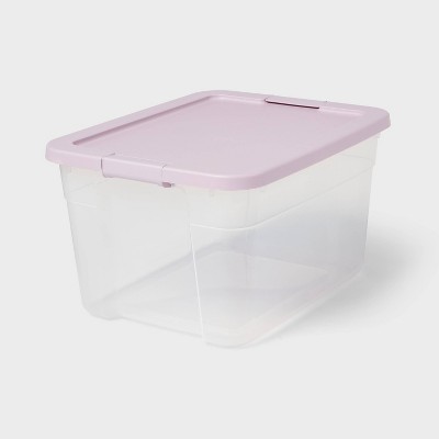 66qt Clear Latching Storage Box Lavender Splash - Brightroom™