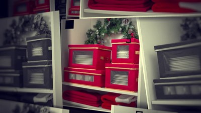 Simplify - 112ct Ornament Storage Organizer Red - Yahoo Shopping