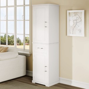 Okak Tall Freestanding Bathroom Cabinet with 2 Doors & Hook/Drawer,Floor Storage Cabinet Unit for Bathroom,Kitchen - 1 of 4