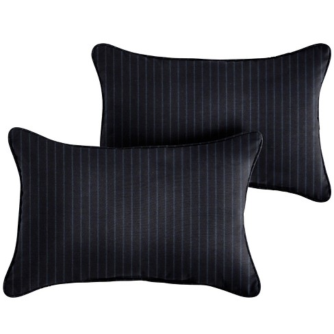 2pk Rectangle Sunbrella Corded Outdoor Throw Pillows Indigo Blue