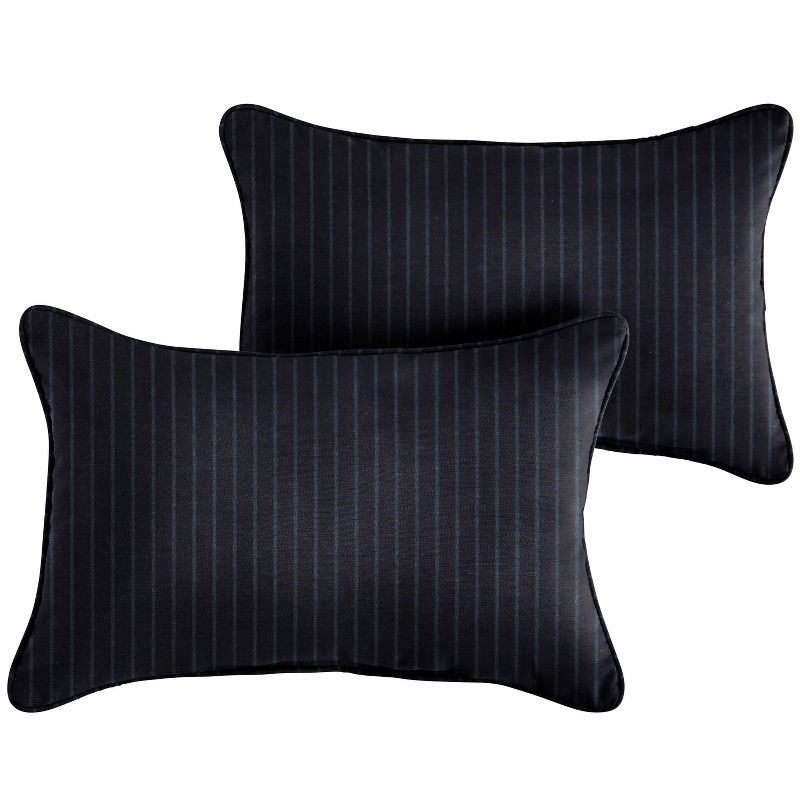 2pk Rectangle Sunbrella Corded Outdoor Throw Pillows Indigo Blue, 1 of 4