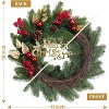 18 Inch Pre-Lit Christmas Wreath, Artificial Lighted Christmas Wreath with Pine Cones, Berry, 40 Colorful Lights, for Holiday Party Decorations - 3 of 4