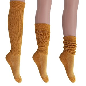 Women's Slouch Socks – Soft Cotton Scrunch Socks, Retro Knee-High Boot Socks for Casual Wear & Comfort (6 Pairs) - 1 of 1