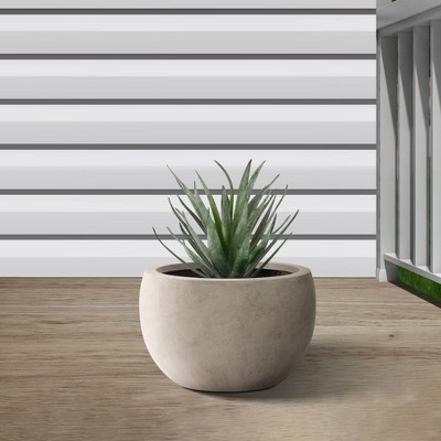 Weathered Gray Round Concrete Planter with Drainage Hole