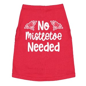 Dog Shirt No Mistletoe Needed Funny Christmas Pet Kiss Graphic Novelty Tee for Puppies - Crazy Dog Dog Shirt - 1 of 4