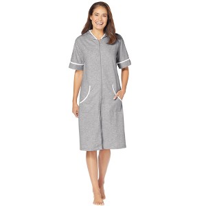 Dreams & Co. Women's Plus Size Short French Terry Robe - 1 of 4