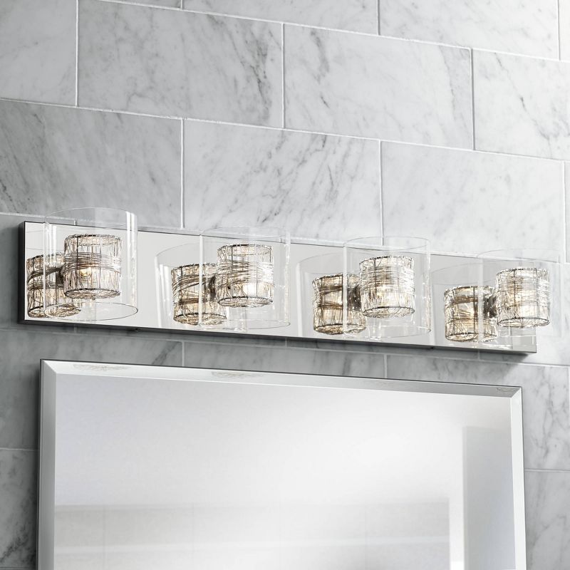 Possini Euro Design Modern Wall Light Four-Light Chrome 30.75" Vanity Fixture for Bathroom Over Mirror, 2 of 10