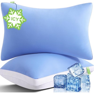 Aghana Digitals Cooling Gusseted Bed Pillows Set of 2, Queen Size, ICY Blue