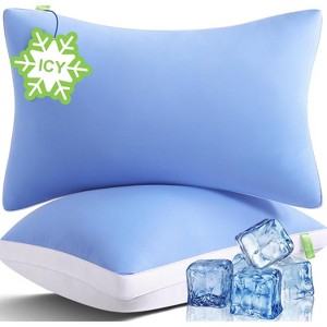 Aghana Digitals Cooling Gusseted Bed Pillows Set of 2, Queen Size, ICY Blue - 1 of 4