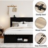 Gulches Queen Bed Frame With Upholstered Headboard Antique Black Farm Style Built In Charging Station LED Pet Bed Noise Free No Box Spring Needed - 3 of 4