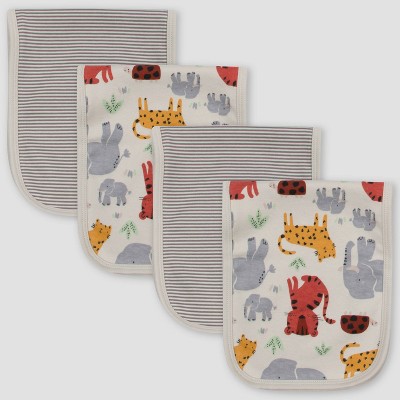 Gerber Baby Boys' 4pk Safari Burp Cloth - Off-White/Gray