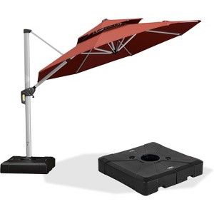 PURPLE LEAF 10/11/12/13ft Outdoor Patio Cantilever Umbrella with Base Offset Umbrella 360 Degree Rotation Round Umbrella for Deck Pool Garden - 1 of 4