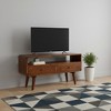 HomeRoots 35" Chestnut Solid Wood Enclosed and Open Storage TV Stand - 2 of 4