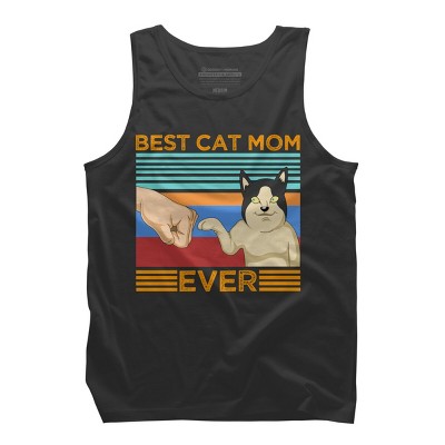 Men's Design By Humans Best Cat Mom Ever Retro Stripes By shirtpublic Tank Top
