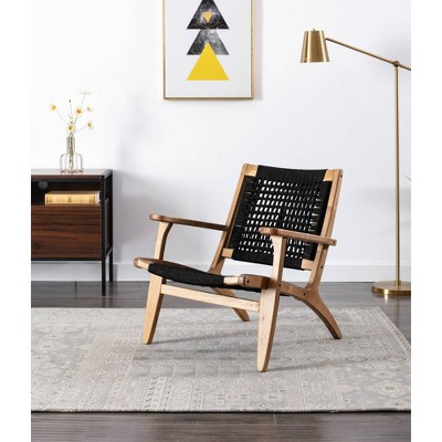 Black and Natural Woven Rope Accent Chair