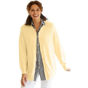 Woman Within Women's Plus Size Perfect Long-Sleeve Cardigan - 1 of 4
