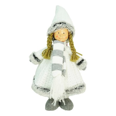 Northlight 13" Gray and White Wintry Girl Christmas Table Top Figure