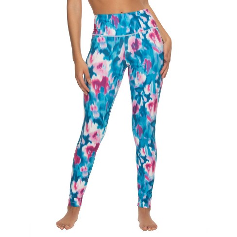 Felina Women's Sueded Athletic Leggings, Slimming Waistband (Watercolor  Flower, Medium)