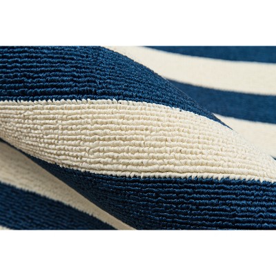 Navy Stripe Easy-Care Synthetic Indoor/Outdoor Rug