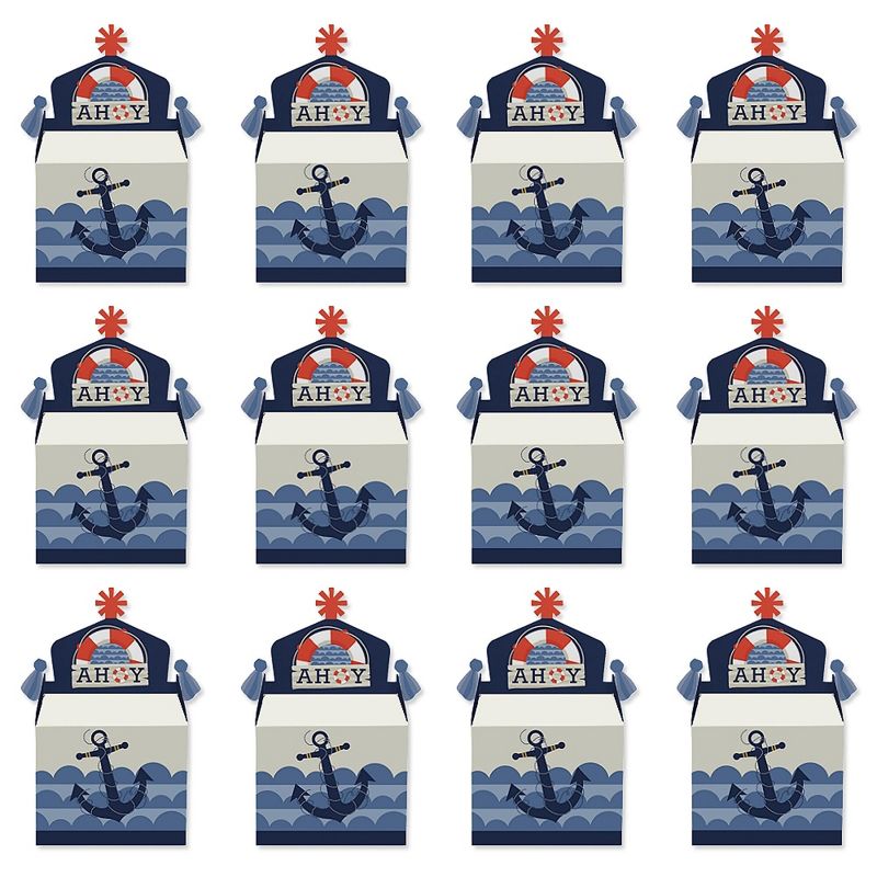 Big Dot of Happiness Ahoy - Nautical - Treat Box Party Favors - Baby Shower or Birthday Party Goodie Gable Boxes - Set of 12, 5 of 9