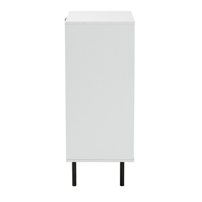 Karima Mid-Century Modern White and Natural Brown Wood Chest of Drawers